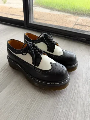 Dr. Martens black and white leather loafers thumbnail 4