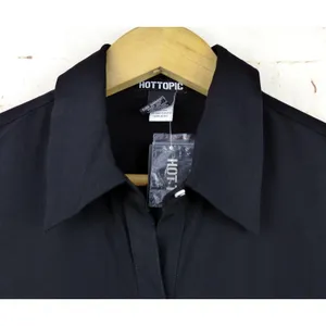 Hot Topic Shirt Women M Black Psychic Reader Tie Front Button Goth Witch Moon thumbnail 4