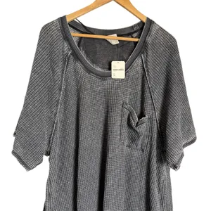 Free People We the Free Fairmont Tee Slouchy Light Thermal Short Sleeve Gray M thumbnail 2