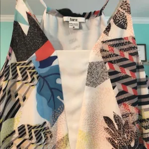 Bar‎ III Womens Abstract Tropical Layered Camisole Top White Multicolor Med Boho thumbnail 4