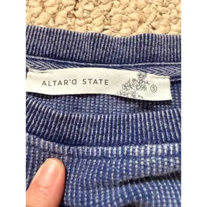 NWT Altar'd State Cropped Mineral Wash Indigo Ribbed Peplum Top S Cottagecore thumbnail 4