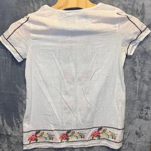 2170 | Orange Creek Boho Embroidered Cotton Floral Peasant Top White Womens L thumbnail 2