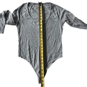 Aerie Ribbed Long Sleeve Henley Bodysuit Womens L Heather Gray Minimalist thumbnail 8