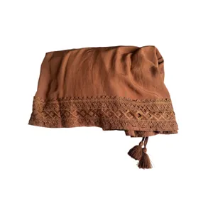 Scarlet Darkness Ren Faire Maxi Skirt with Tassel Tie & Lace Hem Brown(S) thumbnail 5