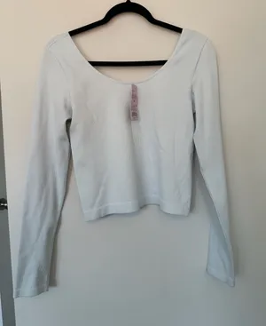 Wild Fable Long Sleeve Scoop Neck Ribbed Top Size XL Soft Blue thumbnail 1