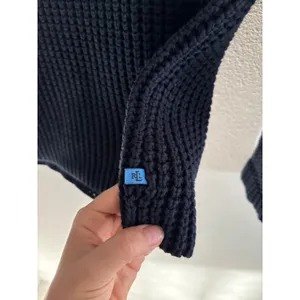 Lauren Ralph Lauren Chunky Knit Sweater Women Medium Blue Cotton Nautical Preppy thumbnail 5