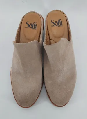 Sofft Nicki Women's Tan Suede Mules Size 7 1/2 Upper Leather thumbnail 1