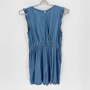 Old Navy chambray Lightweight Denim Lyocell Flutter cap Sleeve Romper size XL thumbnail 2