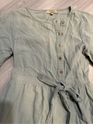 Polagram Sage Green Button-Front Midi with Tie Waist thumbnail 3