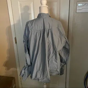 Free People Light Blue Ruched Sleeve Button Down Blouse thumbnail 6