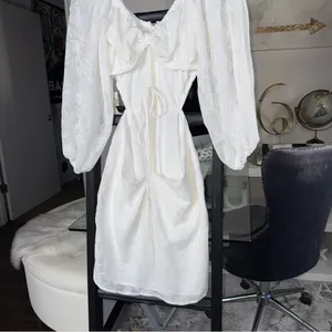 SABO Anita White Textured Long Sleeve Open Back Mini Dress Womens Large thumbnail 10