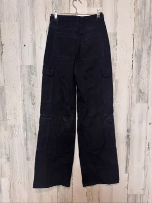 SHEIN High Rise Wide Leg Multi Pocket Cargo Pants Womens XXS / US 0 Black thumbnail 3