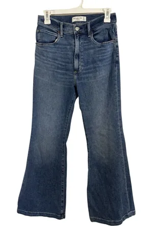 Abercrombie & Fitch The Flare Ultra High Rise Jeans Size 28 6S Whiskering thumbnail 1