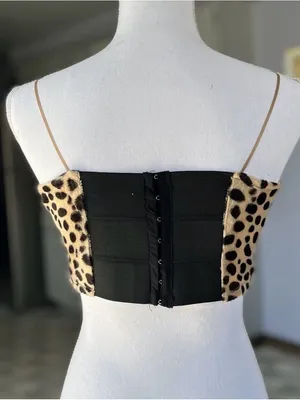 OLM Urban Outfitters Velvet Leopard Bustier Corset Top Small thumbnail 2
