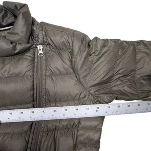 Athleta‎ Goose Down Puffer Jacket Brown Quilted Full Zip Coat Womens Size Jacket thumbnail 6