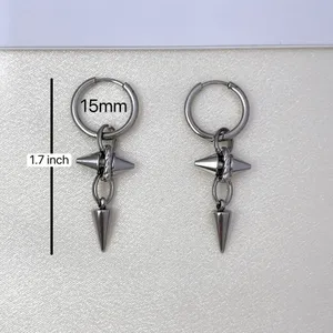 Spike Dangle Drop Earrings for Men Women Streetwear Punk Hip Hop Unisex Earrings thumbnail 3