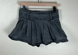 Vintage Y2K Micro Mini Skirt Size Small Skort Black Denim Skater Preppy Grunge thumbnail 1