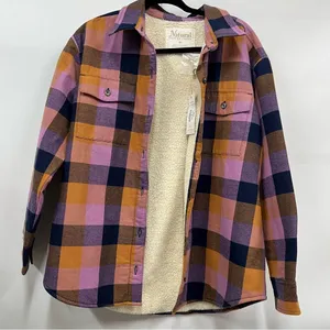 NWT Natural Reflections M button down Flannel long sleeve Shirt shacket Sherpa thumbnail 1