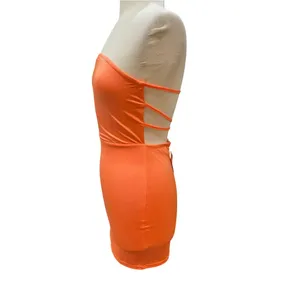 Revolve Superdown stretch Strapless Tube Dress XXS Strappy Open Back Orange NWT thumbnail 7