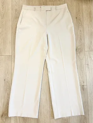 White House Black Market WHBM Luna Wide Leg Pants Ecru Beige Size 18L Long Tall‎ thumbnail 1