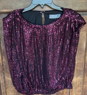 South Boutique Pink Sequin Top, size L, NWT thumbnail 1