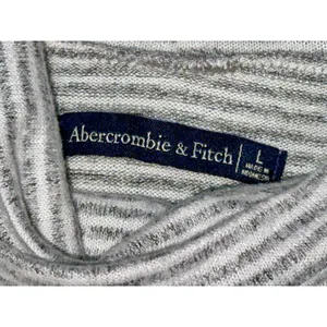 Abercrombie & Fitch Gray White Striped Long Sleeve Turtleneck Sweater Top Size L thumbnail 3