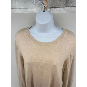 J.Crew Factory With Cashmere Crewneck Sweater Medium Oatmea thumbnail 4