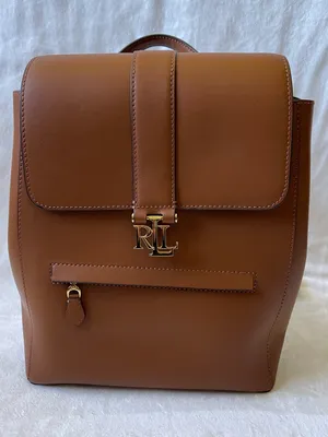Lauren Ralph Lauren Leather Backpack in Brown Minimalist Quiet Luxury Preppy thumbnail 1