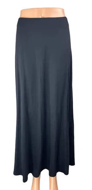 NEW Na-Kd Women's Black Elastic Waist Soft Line Flowy Maxi A-Line Skirt Size L thumbnail 1