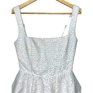 NWT Babyboo Dorothy Ivory Sequin Bow Square Neck Fit & Flare Mini Dress Size XS thumbnail 9