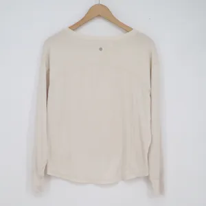 Zella Womens Cream Long Sleeve Relaxed Fit High Low Athleisure Top XS thumbnail 4