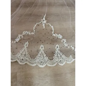 Priscilla Wedding Veil Comb Headpiece Lace Sheer Floral Ivory Wedding Ethereal thumbnail 4
