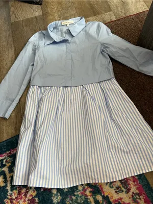English Factory Stripe mixed media Contrast Shirt Mini Dress Size XS thumbnail 10