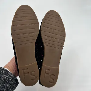 Franco Sarto black leather laser cut upper slip on almond toe flats boho size 9 thumbnail 6
