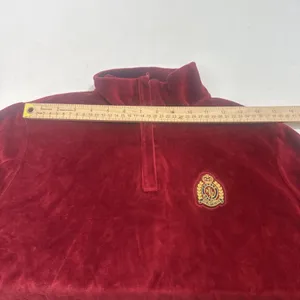 Vintage Ralph Lauren Velour Quarter Zip Sweatshirt Pullover Red Women's Size P/S thumbnail 7