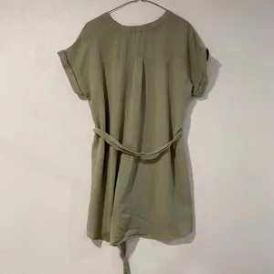 Blu Pepper Olive Green Tie Waist Blouse Size L Boho Short Sleeve Top thumbnail 2