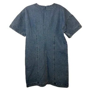 VICI Denim Heart Embroidered Mini Dress Blue Short‎ Sleeve Sz XS Valentine Art thumbnail 6