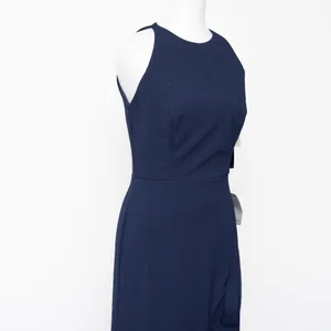 Betsy‎ & Adam Arielle Scuba Crepe Ruffle Slit Gown Navy Size 2 thumbnail 9