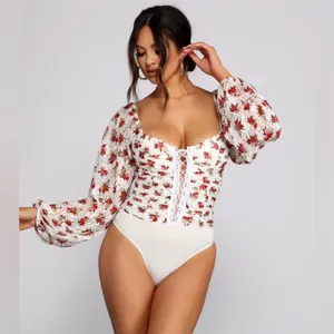 Windsor Lace and Love Floral‎ Corset Tie Up Bodysuit thumbnail 8