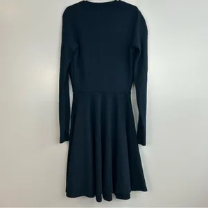 American Apparel Dark Blue Deep V-neck Long Sleeve Mini Fit & Flare Dress XS thumbnail 12