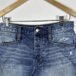 Madewell, New, Rigid Denim Straight Destructed Mini Jean Denim‎ Skirt, Size 28 thumbnail 3
