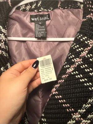 NWT Vintage Wet Seal Plaid Belted Coat Women XL Y2K Black Pink thumbnail 5