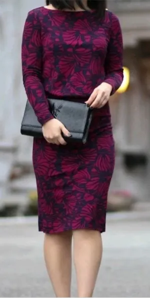 Tory Burch Etta Dress NAVY AZOLLA COMBO in Floral Print Long sleeve Size small thumbnail 1