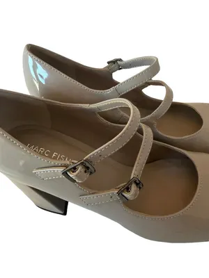 Marc Fisher Charisy Patent Taupe Heel Mary Janes Shoes Double Buckle Size 7.5 thumbnail 12
