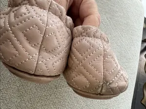 Tory Burch Beige Quilted Ballet Flats with Gold Logo thumbnail 2