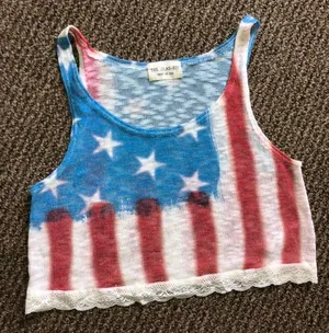 American Flag Cropped Tank White thumbnail 1