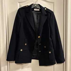 Calvin Klein‎ Womens Navy Military Style Blazer Jacket Gold Buttons thumbnail 7