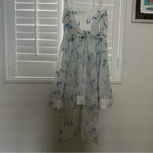 Likely Kia Dress 8 White Blue Organza Floral Flare Tie Back Bridal Bride thumbnail 10