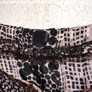 Handmade Abstract Print Skirt Medium Neutral Black Beige Midi Skirt‎ thumbnail 3