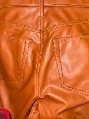 Abercrombie & Fitch Faux Leather Pants in Cognac Brown thumbnail 3